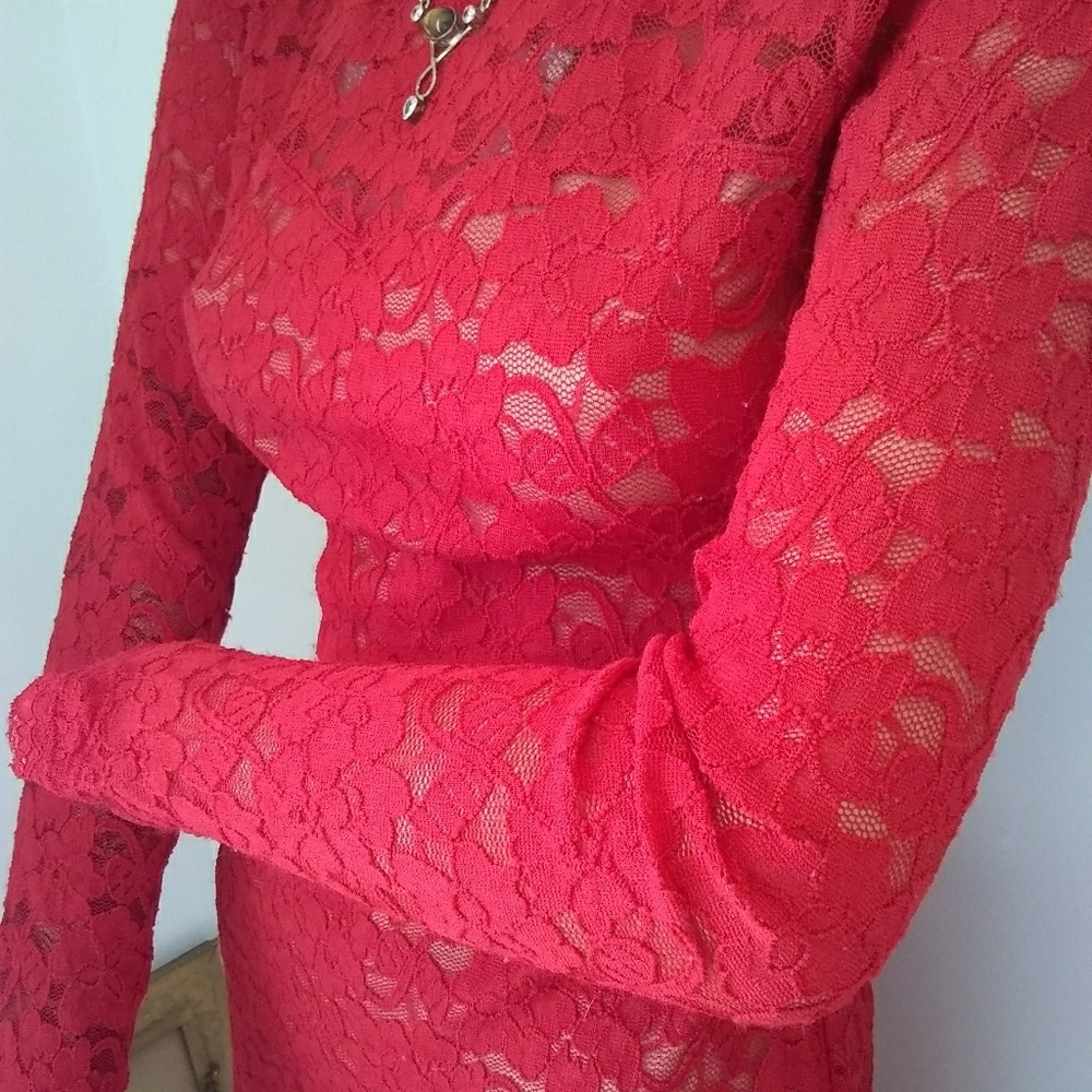 Red hot stretch lace Valentine's day dress size me